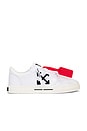 view 1 of 6 New Low Vulcanized Canvas Sneaker in White & Black