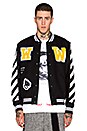 view 2 of 4 Letterman Patch Jacket in Black & White