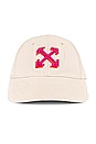 view 2 of 3 Embroidered Arrow Baseball Cap in White & Fuchsia