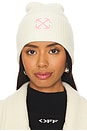 view 1 of 3 Arrow Loose Beanie in Ivory & Sea Pink