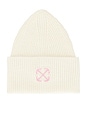 view 2 of 3 Arrow Loose Beanie in Ivory & Sea Pink