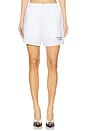 view 1 of 6 Embroidered Poplin Elastic Waist Shorts in White & Black