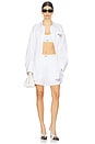 view 5 of 6 Embroidered Poplin Elastic Waist Shorts in White & Black