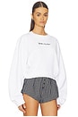 view 3 of 6 Embroidered Arrow Script Sweatshirt in White & Black