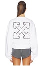 view 4 of 6 Embroidered Arrow Script Sweatshirt in White & Black