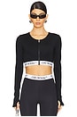 view 1 of 4 Logoband Zipped Crop Top in Black