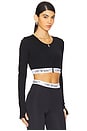 view 2 of 4 Logoband Zipped Crop Top in Black