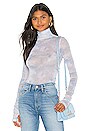 view 1 of 5 Tie Dye Turtleneck Bodysuit in Light Blue