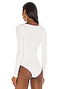 view 4 of 5 Rib Long Sleeve Bodysuit in White & Black