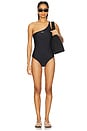 view 1 of 3 Off Stamp One Shoulder Swimsuit in Black & White