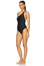 view 2 of 3 Off Stamp One Shoulder Swimsuit in Black & White