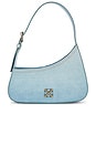 view 1 of 4 Jitney Denim Leather Shoulder Bag in Light Blue
