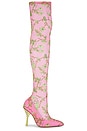 view 1 of 5 Crystal Printed Mesh Cuissard Boot in Rose Pink