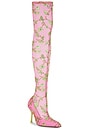 view 2 of 5 Crystal Printed Mesh Cuissard Boot in Rose Pink