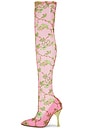view 5 of 5 Crystal Printed Mesh Cuissard Boot in Rose Pink
