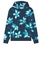 view 1 of 5 Floral French Terry Hoodie in Blue Wing Teal