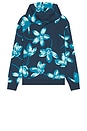 view 2 of 5 Floral French Terry Hoodie in Blue Wing Teal
