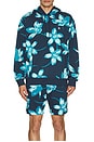 view 4 of 5 Floral French Terry Hoodie in Blue Wing Teal