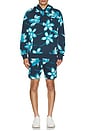 view 5 of 5 Floral French Terry Hoodie in Blue Wing Teal