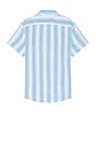 view 2 of 4 Vertical Stripe Short Sleeve Linen Shirt in Blue Moon