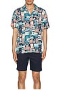 view 4 of 4 All Over Print Postcard Camp Shirt in Blue Wing Teal