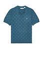 view 1 of 4 Jacquard Johnny Collar Sweater Polo in Copen Blue