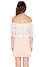 view 3 of 4 Grecian Mini Dress in Peach & White Lace in Peach & White Trim