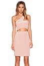 view 1 of 4 One Sleeve Cut-Out Dress in Nude