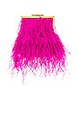 view 1 of 5 Ozzy Feather Embellished Framed Bag in Fuchsia