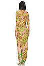 view 4 of 5 Zusi Asymmetrical Gown in Neon Green & Pink Combo