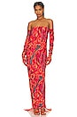 view 1 of 5 Zusi Isi Off The Shoulder Gown in Red Multi