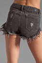 view 6 of 7 Tribal ZZ's Medium Rise Destroyed Denim Shorts in Coal
