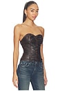 view 2 of 4 Leather Strapless Bustier Top in Dark Chocolate