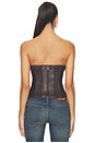 view 3 of 4 Leather Strapless Bustier Top in Dark Chocolate