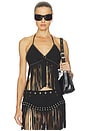 view 1 of 4 Rebel Rider Fringed Studded Suede Cami Top in Black