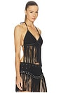 view 2 of 4 Rebel Rider Fringed Studded Suede Cami Top in Black