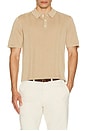 view 3 of 4 Silk Ribbed Knit Polo in Tan