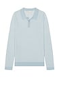 view 1 of 4 Cotton Textured Knit Long Sleeve Polo in Pale Blue