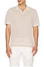 view 1 of 4 Linen Johnny Collar Polo in Stone & White