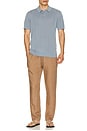 view 3 of 4 Silk Ribbed Knit Polo Shirt in Lagoon