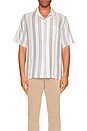view 3 of 3 Air Linen Convertible Camp Shirt in Sky Blue & White