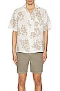 view 3 of 3 Air Linen Convertible Vacation Coast Floral Shirt in White & Stone
