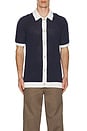 view 3 of 3 Short Sleeve Button Up Shirt in Deep Navy & White