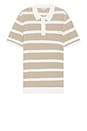 view 1 of 3 Short Sleeve Knit Polo in Tan & White