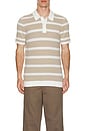view 3 of 3 Short Sleeve Knit Polo in Tan & White