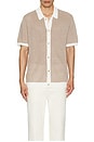 view 3 of 3 Short Sleeve Button Up Shirt in Tan & White