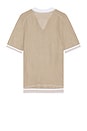 view 2 of 3 Mesh Knit Polo in Tan & White