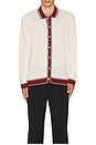 view 3 of 3 Cotton Linen Long Sleeve Sweater Polo in Salt & Brick