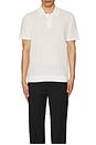 view 3 of 3 Cotton Linen Long Sleeve Sweater Polo in White