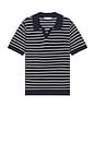view 1 of 4 Linen Johnny Collar Polo Sweater in Deep Navy & White